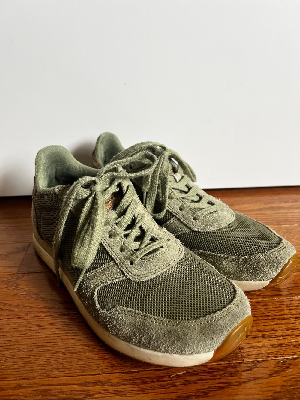 Woden Olive Green Suede & Mesh Sneakers